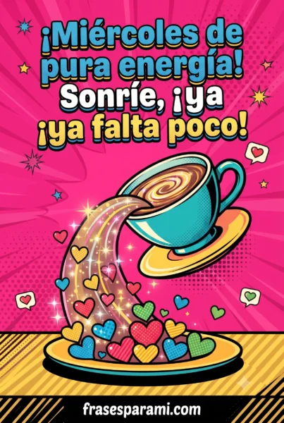 Imagen pop-art de feliz miércoles con energía positiva y colorida