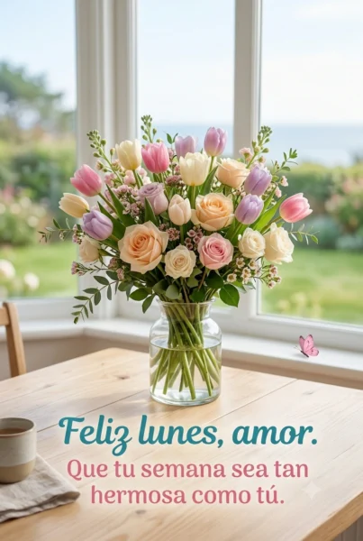 Imagen de flores frescas para dedicar un saludo de feliz lunes a tu pareja
