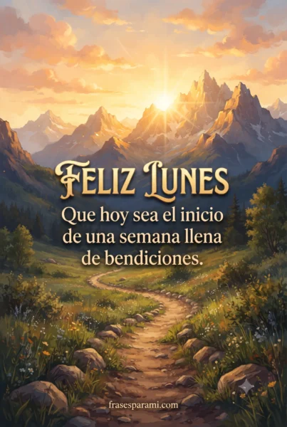 Postal de bendecido lunes con paisaje al amanecer