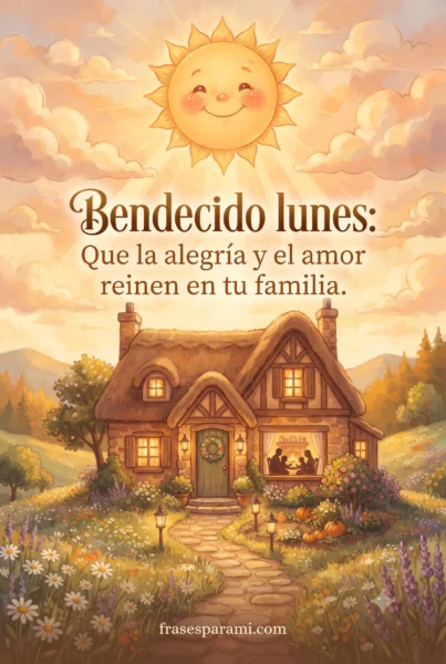 Postal de feliz lunes para dedicar a la familia con amor