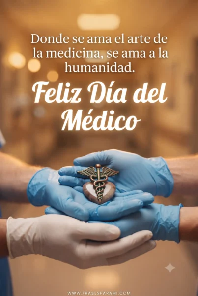 Postal con frase sobre el arte de la medicina y la humanidad