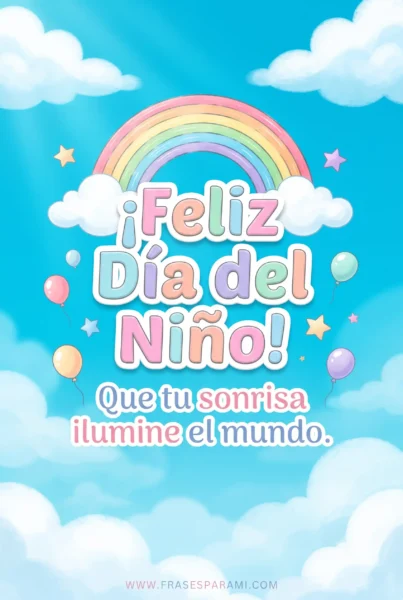 Imagen vertical frase feliz día del niño sonrisa mundo