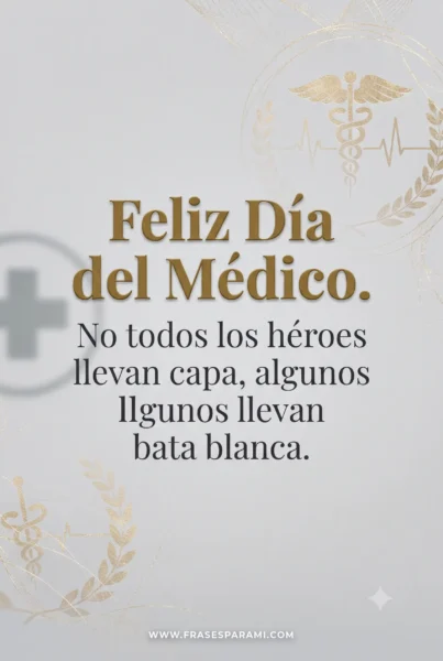 Imagen vertical con frase de héroe en bata blanca
