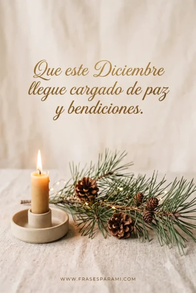 Postal de diciembre con mensaje de paz y bendiciones para WhatsApp