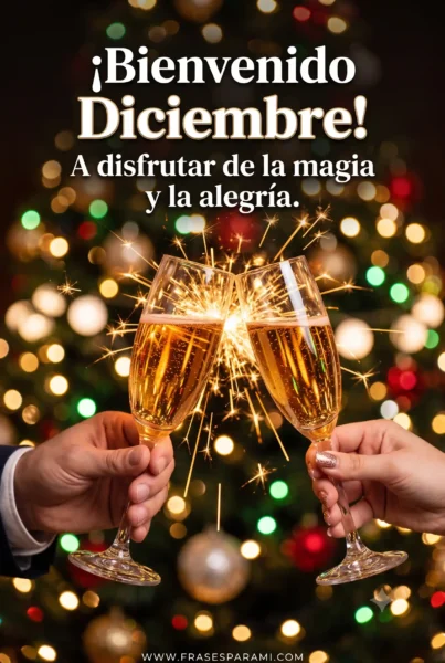 Imagen con frase de brindis para dar la bienvenida a diciembre