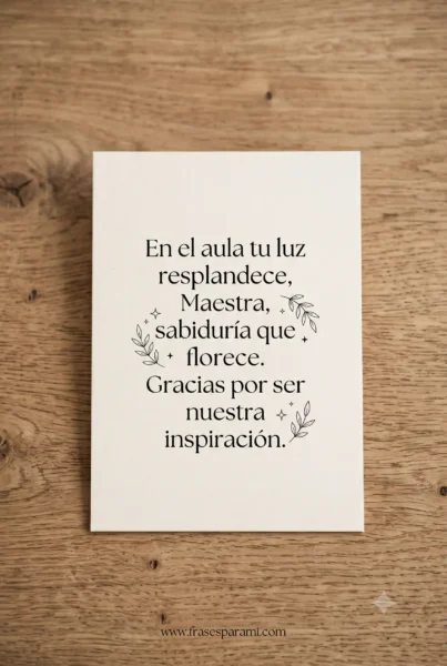 Tarjeta de agradecimiento escrita a mano para profesora especial