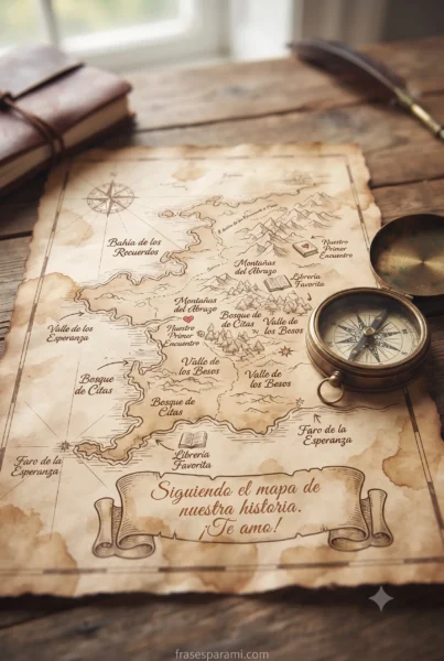Idea creativa de carta de amor para mi novio con el mapa de nuestra historia