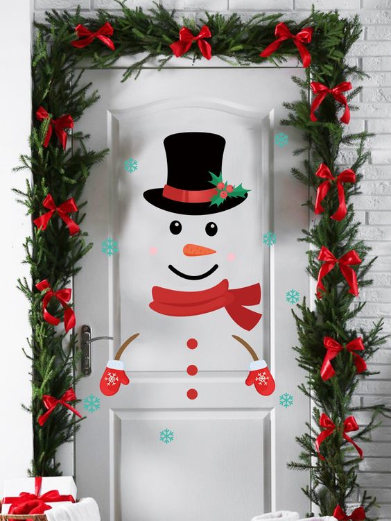 puertas decoradas de navidad sencillas