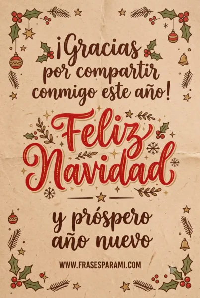Imagen con mensaje de agradecimiento para Navidad