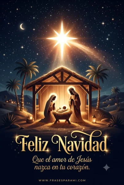 Imagen de pesebre navideño con mensaje de amor