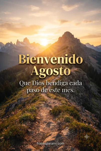 Postal de bienvenido agosto con mensaje de bendición