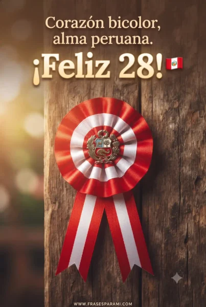 Escarapela peruana sobre madera para celebrar el 28 de julio