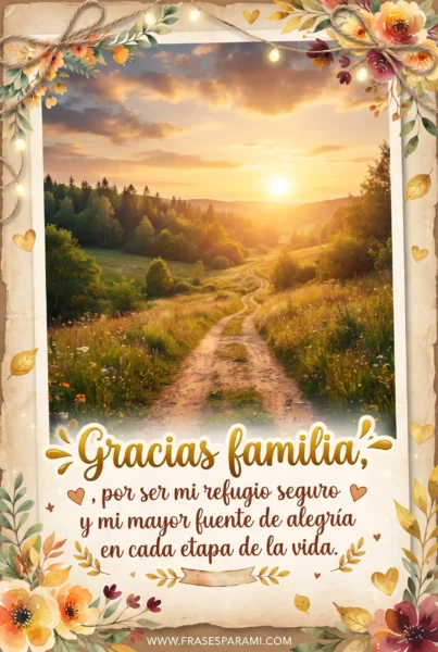 Imagen vertical tipo postal con paisaje natural y mensaje de gratitud