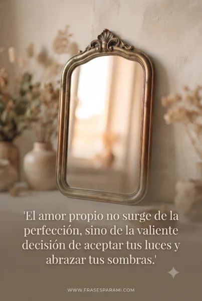 Imagen vertical de aceptación y valor personal con frase profunda