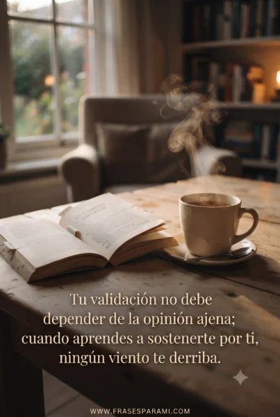 Frase de autoestima y validación personal en imagen para redes
