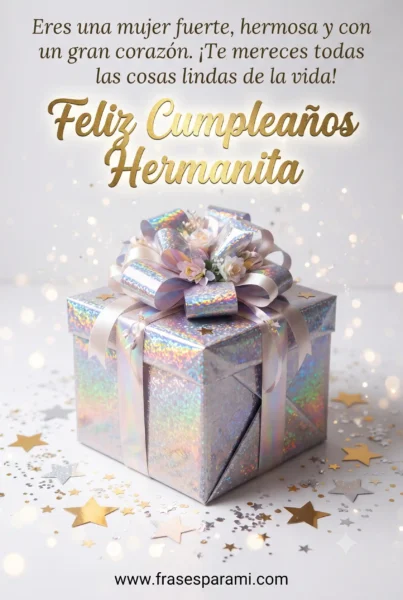Imagen vertical de regalo lujoso y brillante para hermana