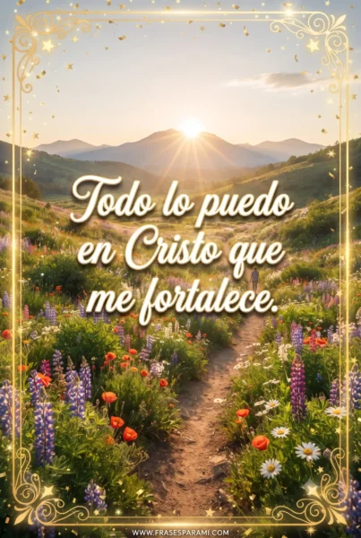 Postal vertical cristiana con flores y mensaje bíblico