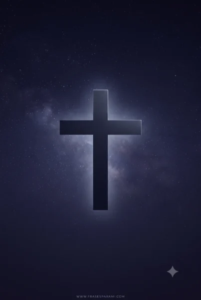 Imagen vertical sin texto de silueta de cruz sobre fondo oscuro
