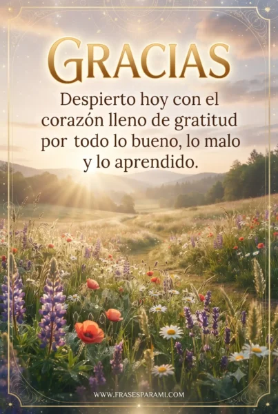 Postal vertical alegre con naturaleza y frase de agradecimiento a la vida