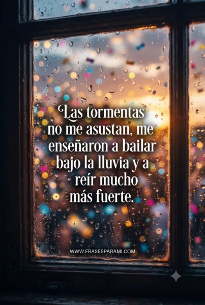 Imagen vertical de ventana con lluvia y destellos dorados alegres.