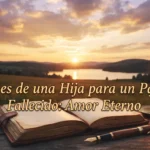 Imagen destacada horizontal con paisaje de atardecer y elementos de recuerdo para portada de frases de una hija a un padre fallecido