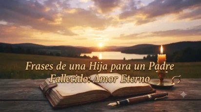 Imagen destacada horizontal con paisaje de atardecer y elementos de recuerdo para portada de frases de una hija a un padre fallecido