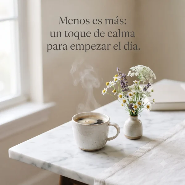 Fotografía cuadrada 1:1 con taza de café y estilo aesthetic para WhatsApp.