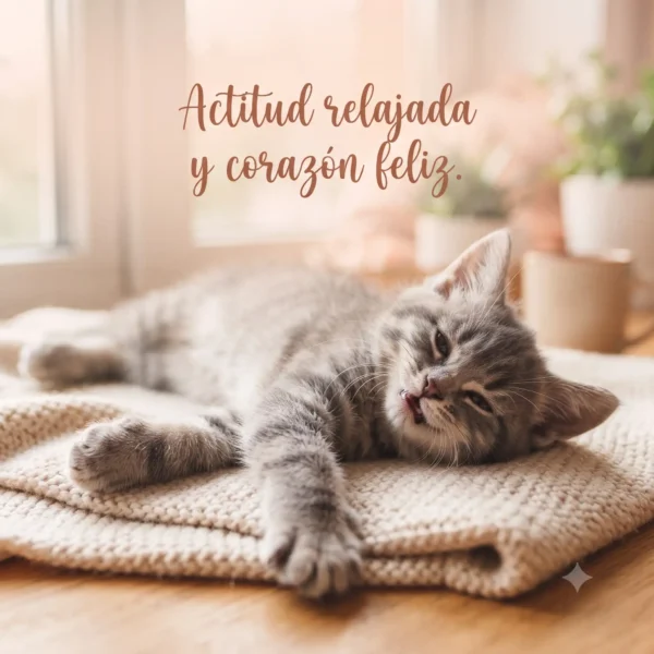 Fotografía cuadrada 1:1 de gato tierno y divertido con estilo postal para perfil.