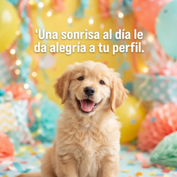 Fotografía cuadrada 1:1 de cachorro alegre y divertido para perfil de WhatsApp.
